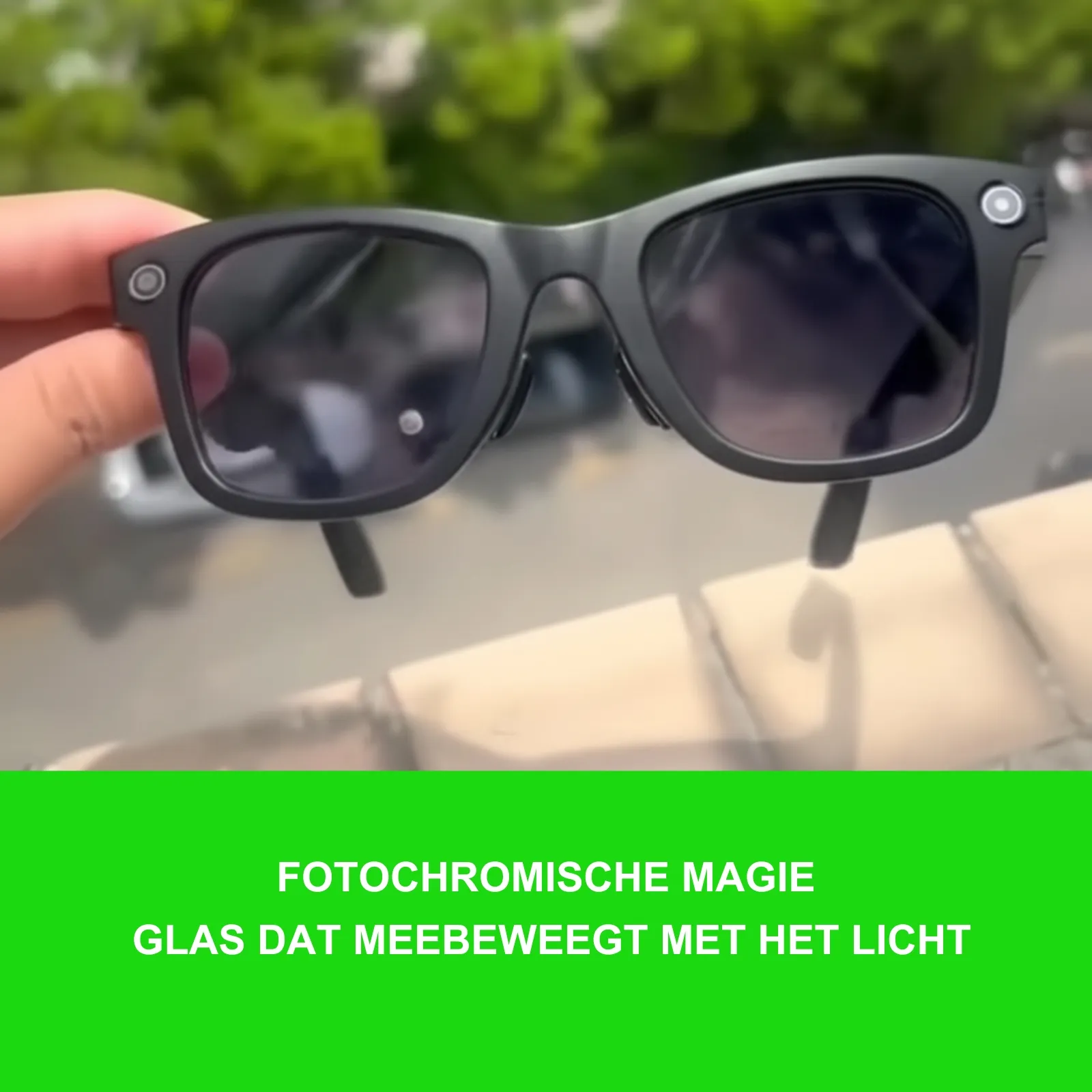 Monvu Stream One - AI bril met camera en fotochrome lens die automatisch mee donker wordt in zonlicht