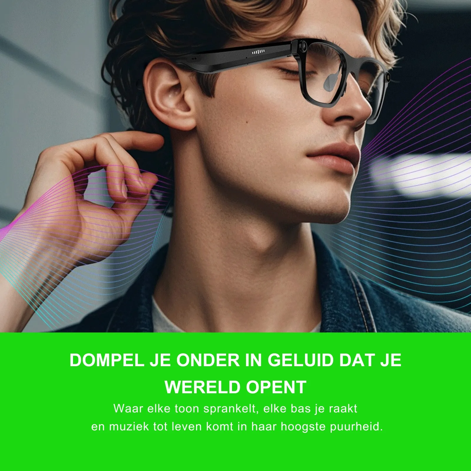 Monvu Stream One -AI bril met camera en open-ear speakers en ruisonderdrukkende microfoons