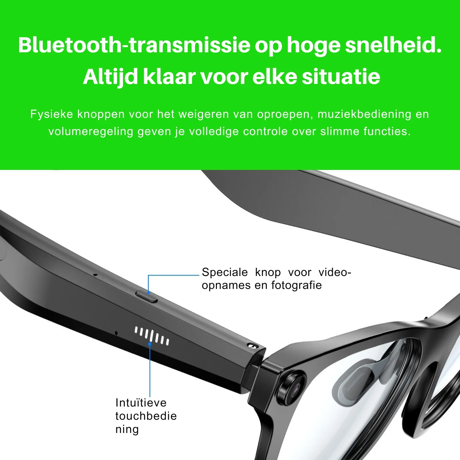 Monvu Stream One - AI bril met camera en touchbediening voor handsfree foto en video