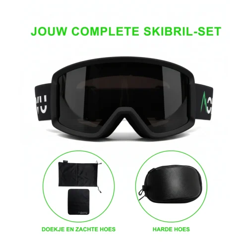 Monvu Sports Peak Basic skibril zwart met extra harde hoes